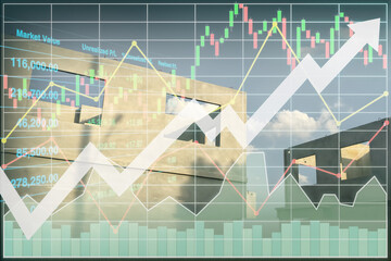 Stock financial index show successful investment growth on construction industry and property...