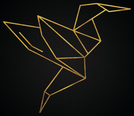 Polygonal geometric flying bird with golden effect