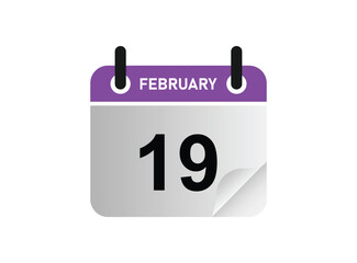 19th February calendar icon. February 19 calendar Date Month icon vector illustrator.