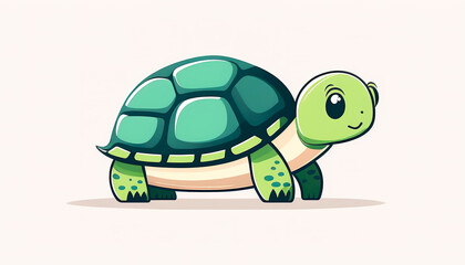 Funny cute cartoon turtle isolated, generative AI.