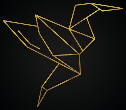 Polygonal geometric flying bird with golden effect © Aakash