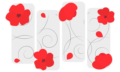 Poppies on a transparent background, floral design