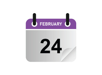 24th February calendar icon. February 24 calendar Date Month icon vector illustrator.