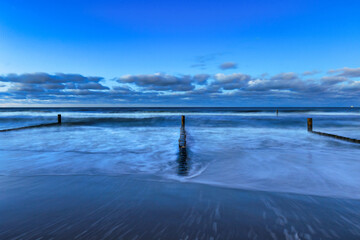 Beautiful Baltic sea beach on the Hel Peninsula at night. Poland