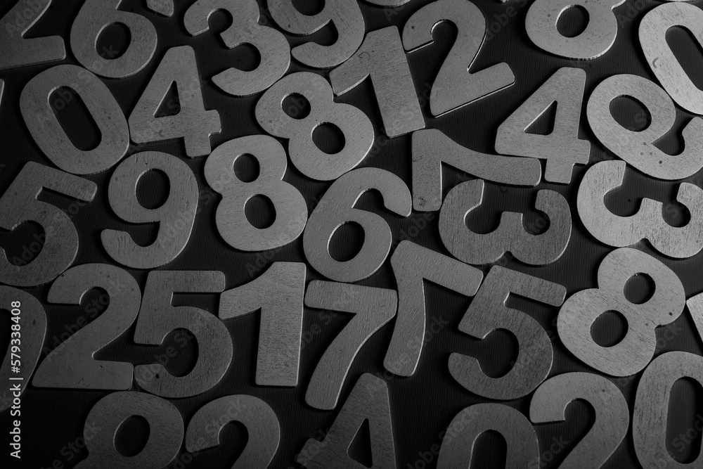 Poster background of numbers. from zero to nine. finance data concept. mathematic. seamless pattern with nu
