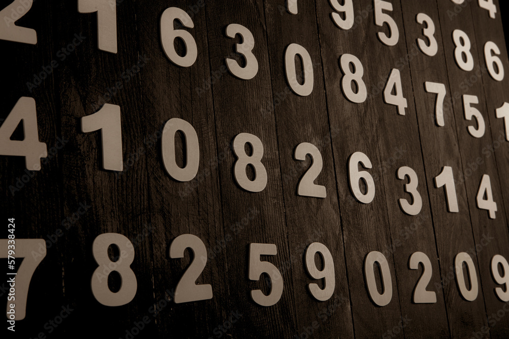 Poster background of numbers. from zero to nine. finance data concept. mathematic. seamless pattern with nu