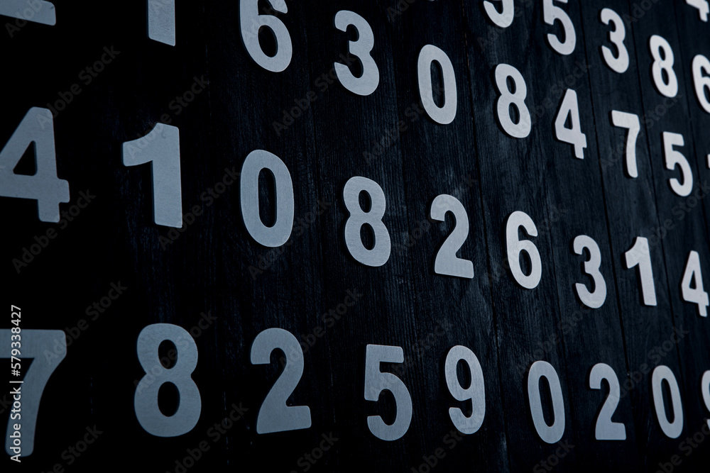 Poster background of numbers. from zero to nine. finance data concept. mathematic. seamless pattern with nu