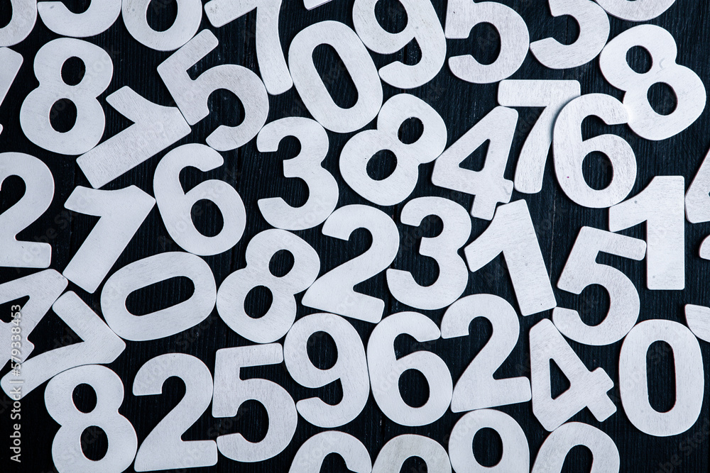Poster background of numbers. from zero to nine. finance data concept. mathematic. seamless pattern with nu