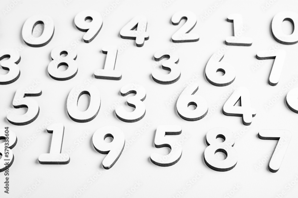 Poster background of numbers. from zero to nine. finance data concept. mathematic. seamless pattern with nu