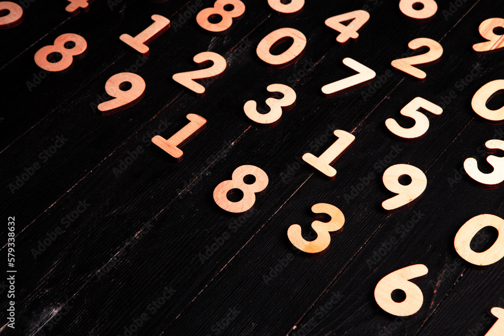 Poster background of numbers. from zero to nine. finance data concept. mathematic. seamless pattern with nu