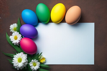 easter egg around white paper for text, AI generate