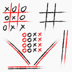 Tic-tac-toe set. Mini game. Vector stock illustration