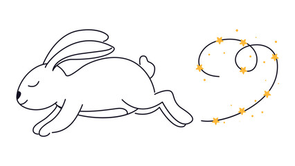 Easter bunny, set of rabbits with Easter eggs