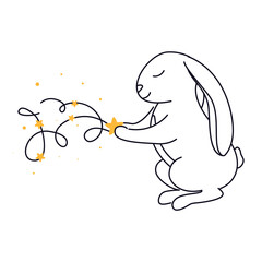 Easter bunny, set of rabbits with Easter eggs