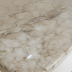 marble counter, couse up, shallow depth of field. Empty white marble table top edge for product display. Generative AI