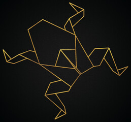 Polygonal geometric Frog with golden effect