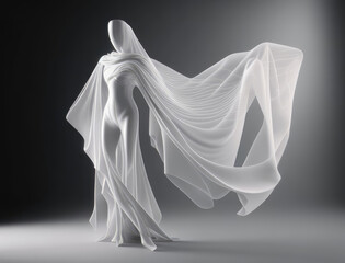 ethereal shawl that dances in the wind. AI generation.