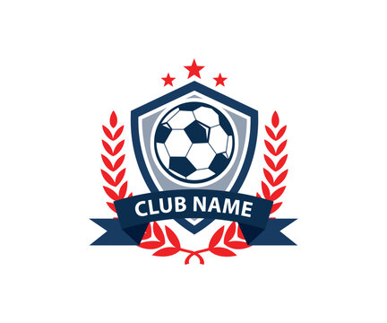 Football, Soccer logo. Sport emblem, Football Star Badge with Wreath and Shield