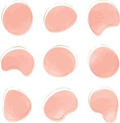 ゆるいフレームセット　抽象的　シェイプ　水彩　水彩風　手書き