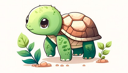 Funny cute cartoon turtle isolated, generative AI.