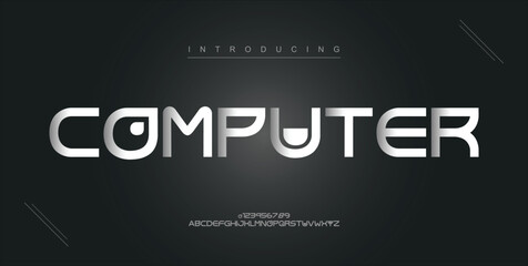 Computer digital modern alphabet new font. Creative abstract urban, futuristic, fashion, sport, minimal technology typography. Simple vector illustration with number