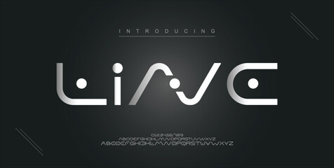 Line digital modern alphabet new font. Creative abstract urban, futuristic, fashion, sport, minimal technology typography. Simple vector illustration with number