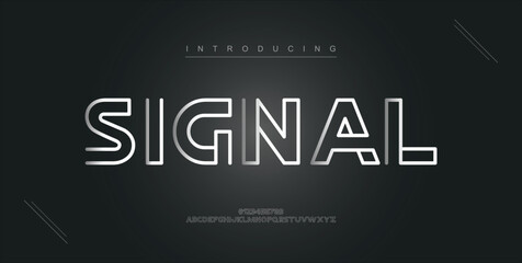 Signal digital modern alphabet new font. Creative abstract urban, futuristic, fashion, sport, minimal technology typography. Simple vector illustration with number