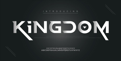 Kingdom digital modern alphabet new font. Creative abstract urban, futuristic, fashion, sport, minimal technology typography. Simple vector illustration with number