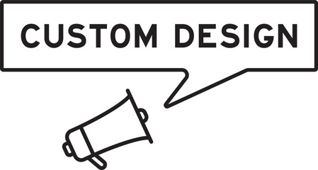 Megaphone icon with speech bubble in word custom design on white background