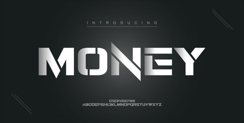 Money digital modern alphabet new font. Creative abstract urban, futuristic, fashion, sport, minimal technology typography. Simple vector illustration with number