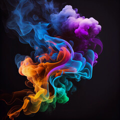 Acrylic colors colorful smoke on white background. Generative AI. 