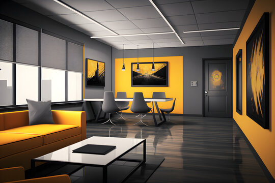 Business settings, corporate branding, office interiors, and technology-related visuals indoor design - Generated by Generative AI