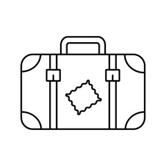 Luggage icon. Retro suitcase line icon. Vacation travel concept equipment.