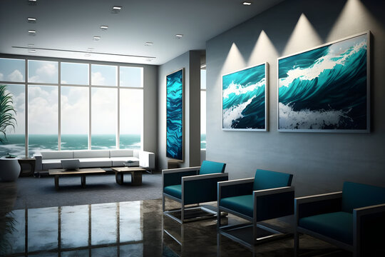 Business settings, corporate branding, office interiors, and technology-related visuals indoor design - Generated by Generative AI