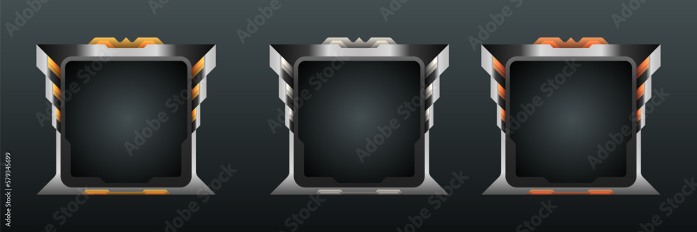 Aufkleber abstract metal game avatar frames with gold, silver and bronze borders for game ui design
