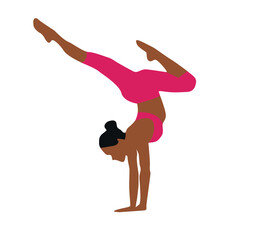 Woman african girl practicing yoga balance asanas health lifestyle  relax flat style vector illustration