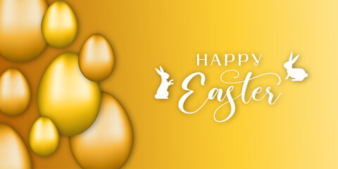 Happy Easter. Vector horizontal banner with eggs and the inscription Happy Easter. Vector EPS 10