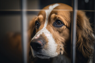 homeless dog in a shelter  Generative AI