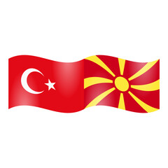 National flags of Turkiye and North Macedonia