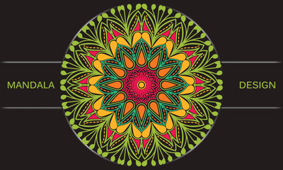 Colorful flower design with a background. Ornamental round ornament.