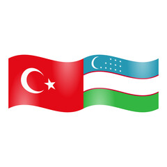 National flags of Turkiye and Uzbekistan