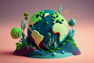 earth day illustration 3d renderd april 22 