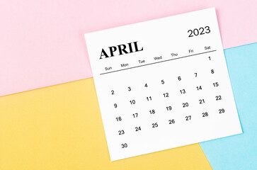 The April 2023 Monthly calendar on colorful background.