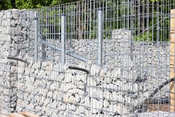 gabion wall under construction