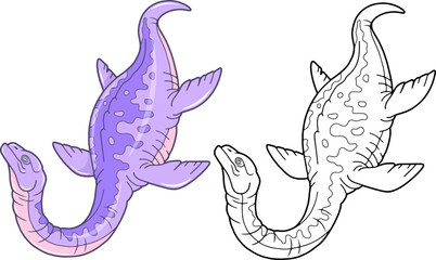 prehistoric marine dinosaur plesiosaurus, illustration design - 579349474