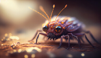 Insect close-up in the natural environment. Generative AI Digital Illustration