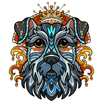 Abstract head of Schnauzer dog vector illustration