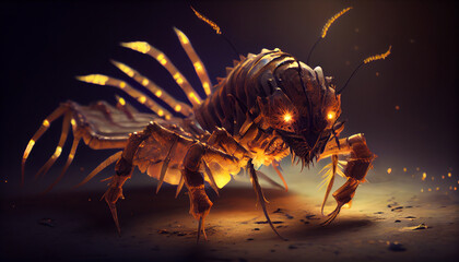 Fantastic alien, insect close-up. Generative AI Digital Illustration