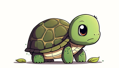 Funny cute cartoon turtle isolated, generative AI.