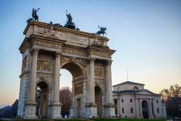 Fototapeta na wymiar Arco della Pace in Milan, Italy